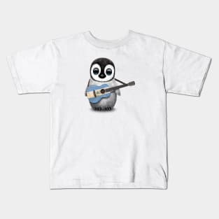 Baby Penguin Playing Nicaraguan Flag Guitar Kids T-Shirt